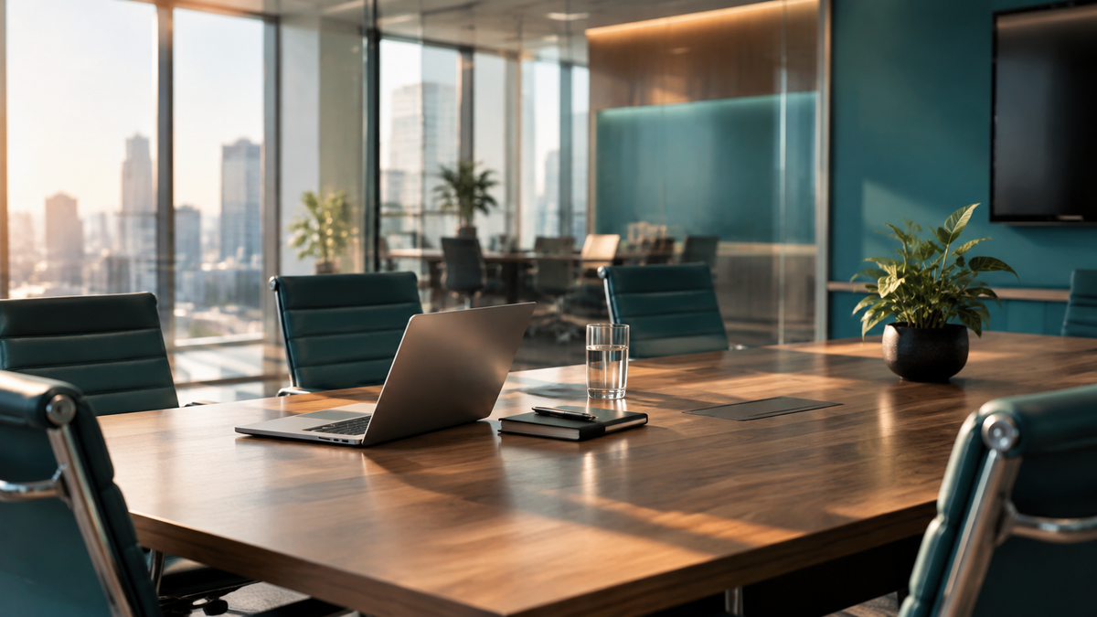 A modern bank meeting room